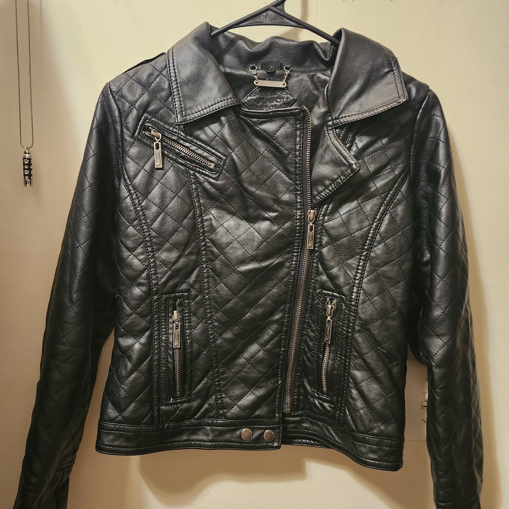 Stylish Black Quilted Leather Jacket for Kids